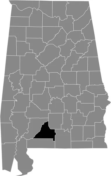 米国アラバマ州の灰色の地図の中の米国コネック郡の黒いハイライトされた場所 — ストックベクタ