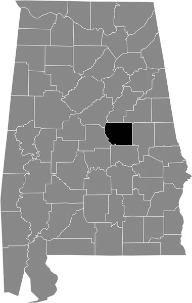 Zwart Gemarkeerde Kaart Van Locatie Van Amerikaanse Coosa County Grijze — Stockvector