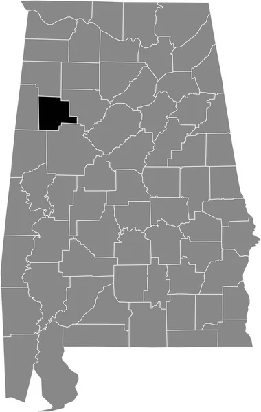 米国アラバマ州の灰色の地図の中にある米国ファイエット郡の黒いハイライトされた場所 — ストックベクタ