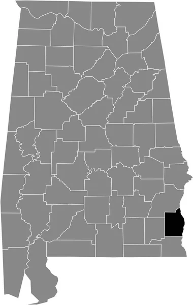 アメリカ合衆国アラバマ州の灰色の地図の中のアメリカヘンリー郡の黒いハイライトされた場所 — ストックベクタ