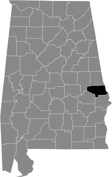 Zwart Gemarkeerde Kaart Van Locatie Van Lee County Grijze Kaart — Stockvector