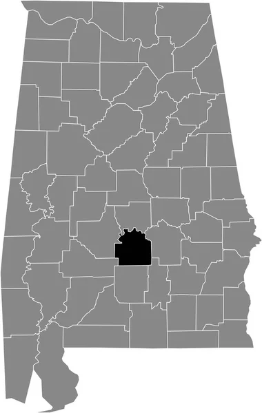 Zwart Gemarkeerde Kaart Van Locatie Van Lowndes County Grijze Kaart — Stockvector