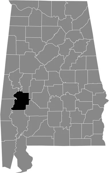 Zwart Gemarkeerde Kaart Van Locatie Van Amerikaanse Marengo County Grijze — Stockvector