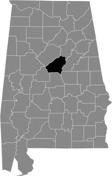 米国のシェルビー郡の黒いハイライトされた場所地図アラバマ州の灰色の地図 — ストックベクタ