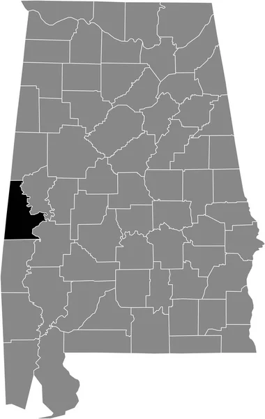 美国阿拉巴马州内灰色地图中美国萨姆特县的黑色突出显示位置图 — 图库矢量图片