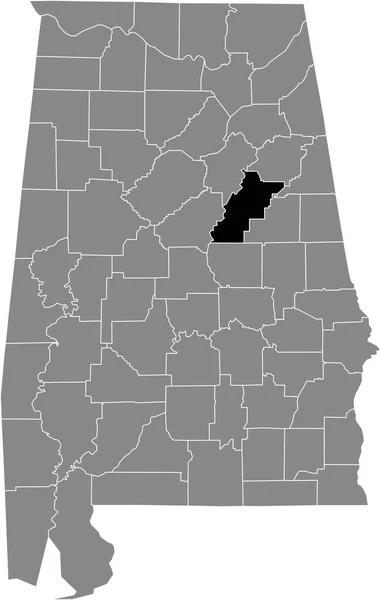 美国阿拉巴马州内美国塔拉德加县灰色地图内的黑色突出显示位置图 — 图库矢量图片