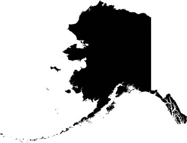 Alaska Federal Eyaleti 'nin basit siyah vektör haritası.