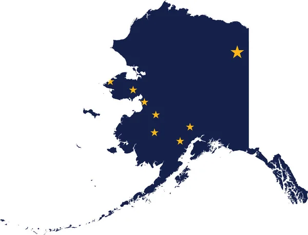 Simple Flat Flag Map Federal State Alaska Usa — Stock Vector