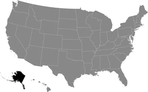 Amerika Birleşik Devletleri Nin Gri Haritasında Amerika Birleşik Devletleri Nin — Stok Vektör