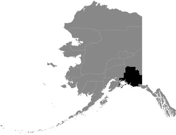 Black Highlighted Location Map Valdezcordova Census Area Gray Map Federal — Stock Vector