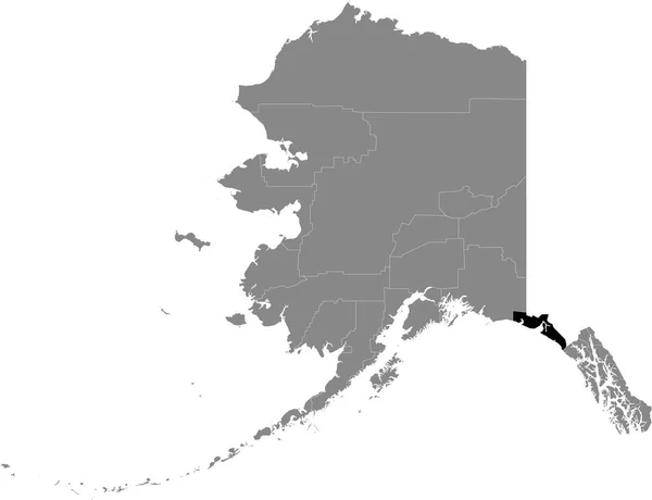 米国アラスカ州の灰色の地図の中の米国ヨカット市 バラの黒い強調表示された場所の地図 — ストックベクタ