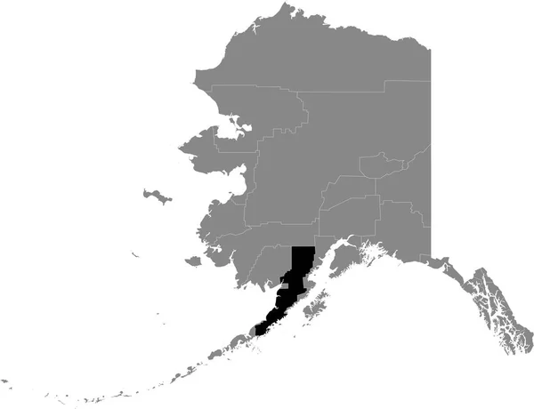 Μαύρο Τονισμένο Χάρτη Θέση Της Λίμνης Και Χερσονήσου Των Ηπα — Διανυσματικό Αρχείο
