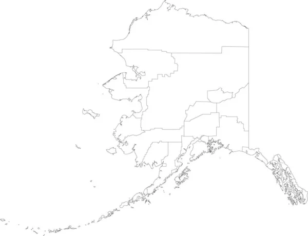 Mapa Vectorial Blanco Del Estado Federal Alaska Con Fronteras Negras — Vector de stock