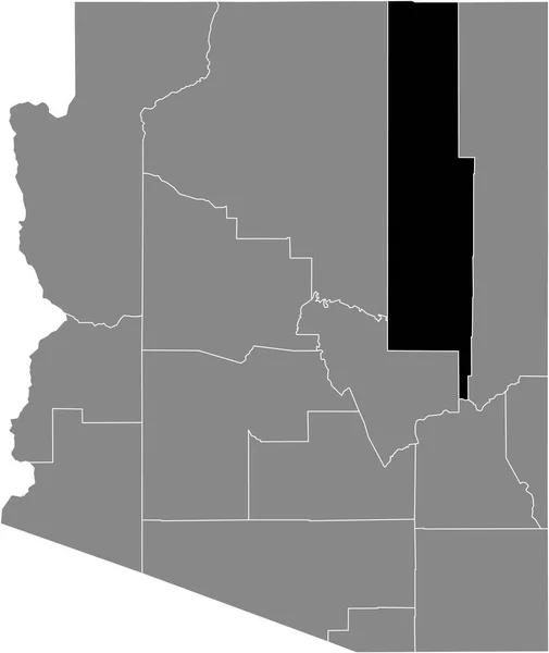 米国アリゾナ州の灰色の地図の中の米国ナバホ郡の黒いハイライトされた場所 — ストックベクタ