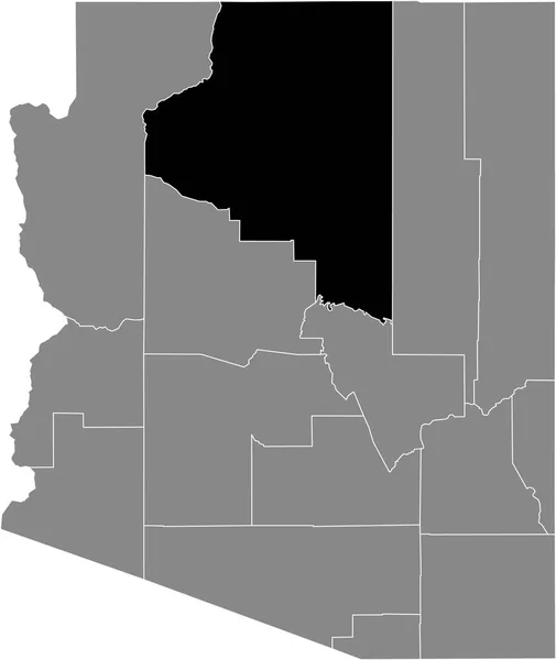 Zwart Gemarkeerde Kaart Van Locatie Van Amerikaanse Coconino County Grijze — Stockvector