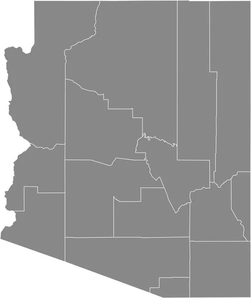 美国亚利桑那州的灰度矢量图 其各州的白色边界 — 图库矢量图片