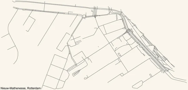 네덜란드 로테르담 지역의 빈티지 베지의 지도검은 — 스톡 벡터