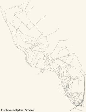 Wroclaw, Polonya 'nın Osobowice-Rdzin bölgesinin klasik bej arka plan haritası