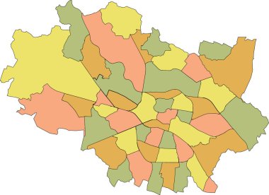 Wroclaw, Polonya 'nın siyah sınırlarına sahip basit bir pastel vektör haritası