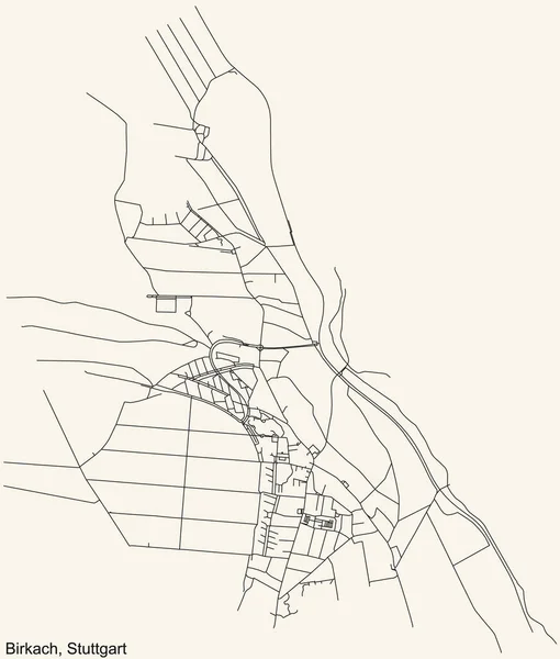 Nero Semplice Strada Dettagliata Mappa Sfondo Beige Vintage Del Quartiere — Vettoriale Stock