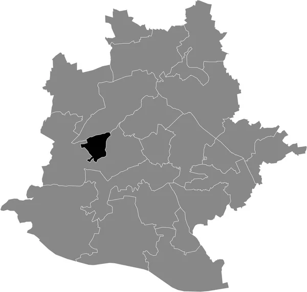 Mappa Geografica Nera Del Distretto Stadtbezirk Botnang Stoccarda Germania — Vettoriale Stock