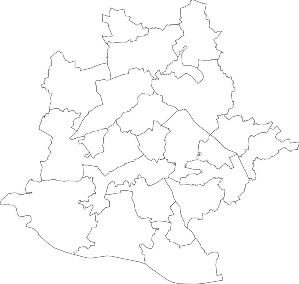 Mapa Vetorial Branco Branco Simples Com Bordas Pretas Distritos Stuttgart — Vetor de Stock