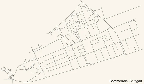 Карта Дорог Черного Цвета Старинном Бежевом Фоне Квартала Sommerrain Района — стоковый вектор