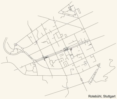 Almanya 'nın Stuttgart eyaletinin batısındaki Rotebhl semtinin klasik bej arka plan haritası