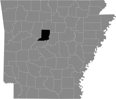 ABD 'nin Arkansas Federal Eyaleti' nin gri haritasında ABD Conway ilçesinin siyah vurgulanmış konum haritası