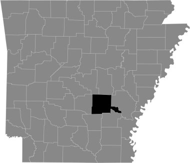 ABD 'nin Arkansas Federal Eyaleti' nin gri haritasında ABD Jefferson ilçesinin siyah vurgulanmış konum haritası