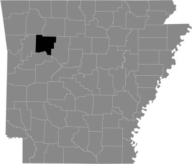 ABD 'nin Arkansas eyaletinin gri haritasında ABD Johnson eyaletinin siyah vurgulanmış konum haritası