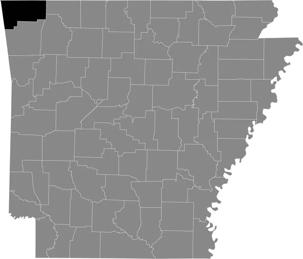 Zwart Gemarkeerde Kaart Van Locatie Van Amerikaanse Benton County Grijze — Stockvector