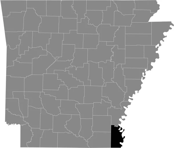 Černá Zvýrazněná Mapa Umístění Okresu Usa Chicot Uvnitř Šedé Mapy — Stockový vektor