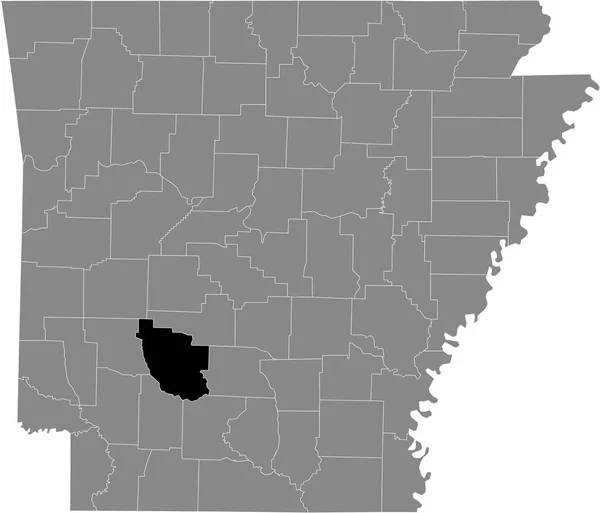 联邦阿肯色州内美国克拉克县灰色地图中的黑色突出显示位置图 — 图库矢量图片