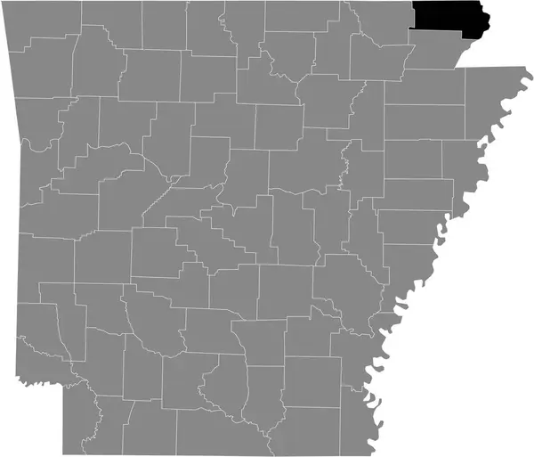 Černá Zvýrazněná Mapa Umístění Okresu Clay Usa Uvnitř Šedé Mapy — Stockový vektor