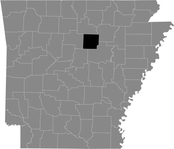 米国アーカンソー州の灰色の地図の中の米国クリバーン郡の黒いハイライトされた場所 — ストックベクタ