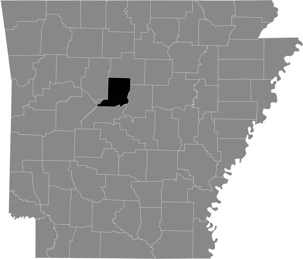 Zwart Gemarkeerde Kaart Van Locatie Van Conway County Grijze Kaart — Stockvector