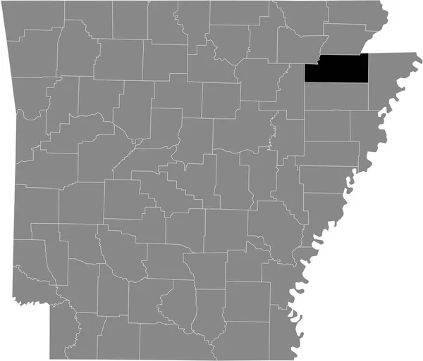 블랙은 아칸소 내부의 크레이지 카운티의 지도를 — 스톡 벡터