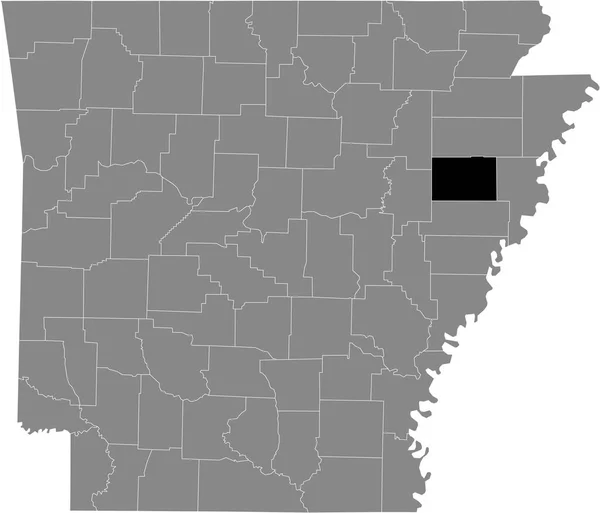 Карта Расположения Округа Кросс Сша Карте Федерального Штата Арканзас Сша — стоковый вектор