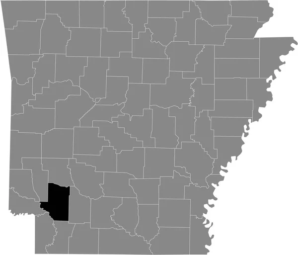 Zwart Gemarkeerde Kaart Van Locatie Van Amerikaanse Hempstead County Grijze — Stockvector