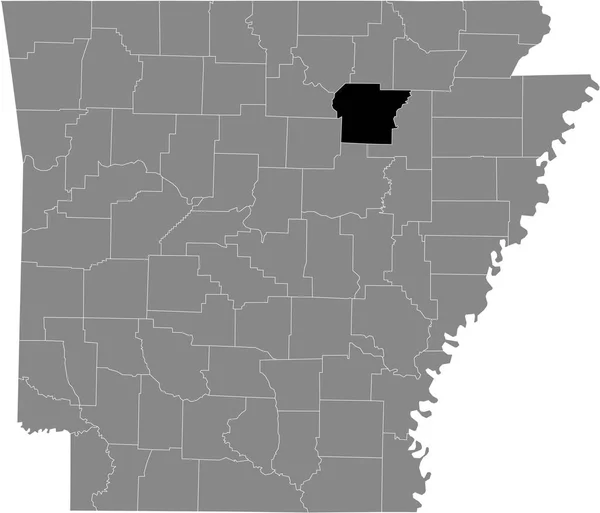 アーカンソー州連邦政府の灰色の地図の中のアメリカ独立郡の黒いハイライトされた場所の地図 — ストックベクタ