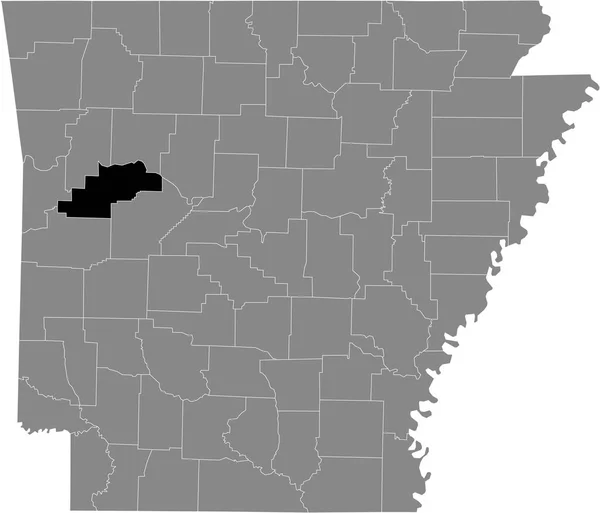 Zwart Gemarkeerde Kaart Van Locatie Van Logan County Grijze Kaart — Stockvector