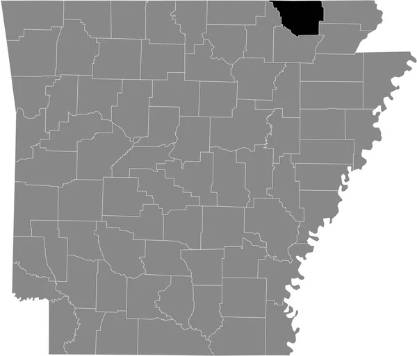 Zwart Gemarkeerde Kaart Van Locatie Van Randolph County Grijze Kaart — Stockvector