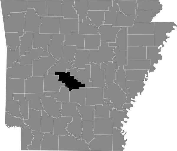 Schwarz Hervorgehobene Lagekarte Des Saline County Innerhalb Der Grauen Karte — Stockvektor
