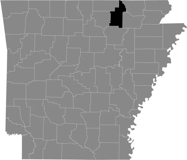 Zwart Gemarkeerde Kaart Van Locatie Van Sharp County Grijze Kaart — Stockvector