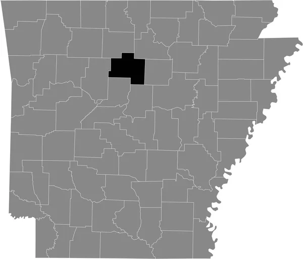 米国アーカンソー州の灰色の地図の中にある米国ヴァンビューレン郡の黒いハイライトされた場所 — ストックベクタ