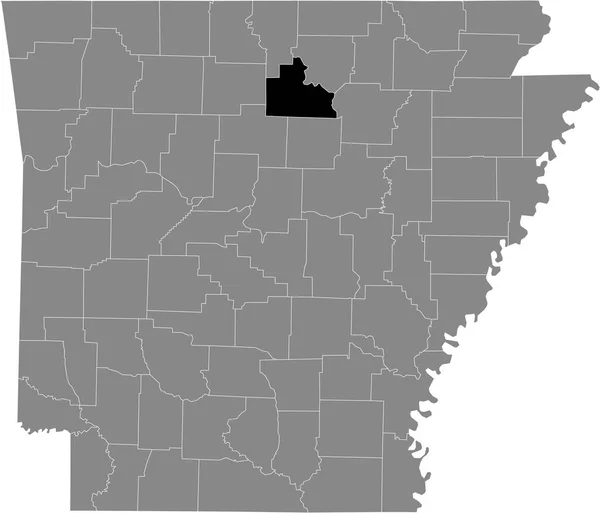 Abd Nin Arkansas Eyaletinin Gri Haritasında Abd Stone Ilçesinin Siyah — Stok Vektör