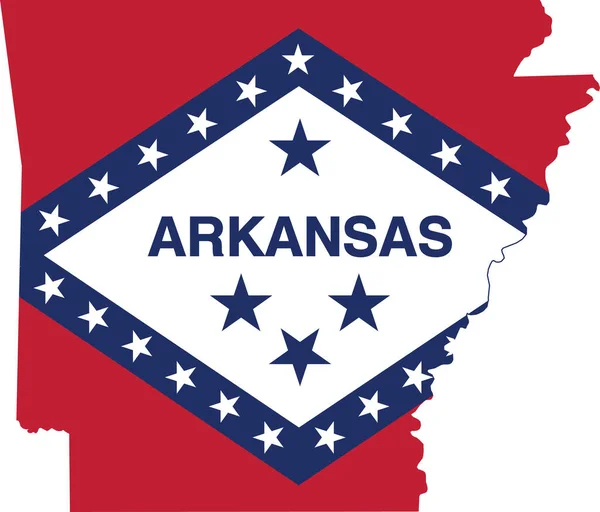 Mapa Bandeira Plana Simples Estado Federal Arkansas Estados Unidos — Vetor de Stock