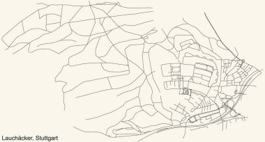 Almanya 'nın Stuttgart eyaletinin Vaihingen ilçesinin çeyrek Lauchcker bölgesinin klasik bej arkaplan haritası.