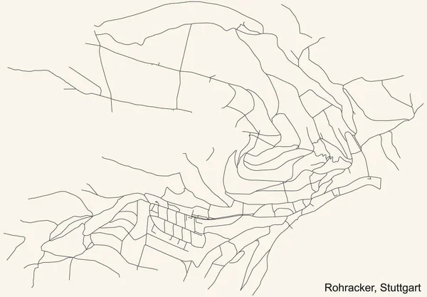 슈투트가르트의헤델 지구의 로러커 배경에 빈티지 비지의 지도검은 — 스톡 벡터
